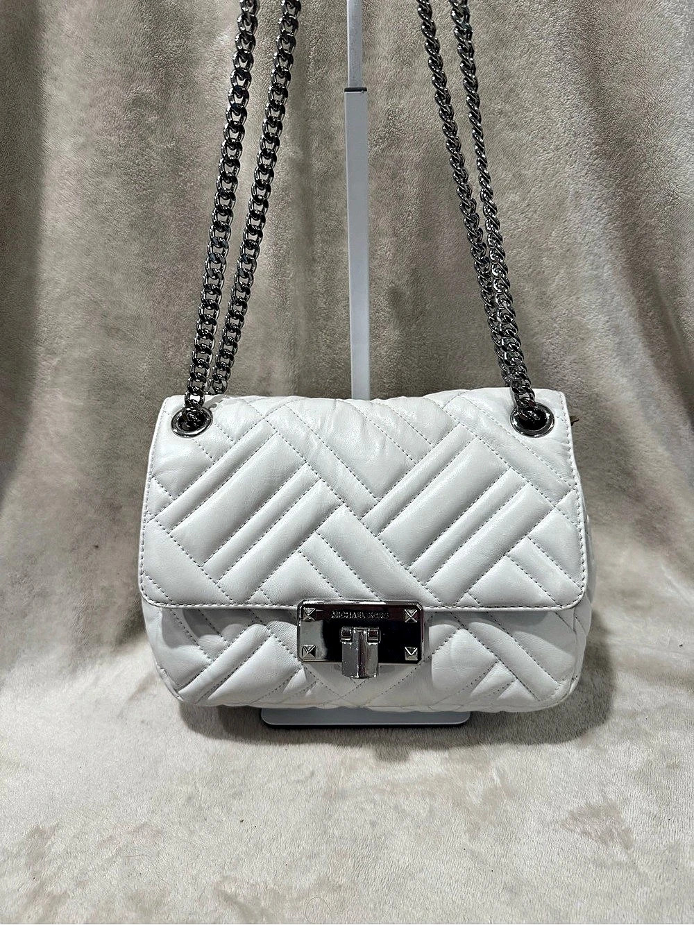 Michael Kors Soho Large Quilted Leather Shoulder Bag White
